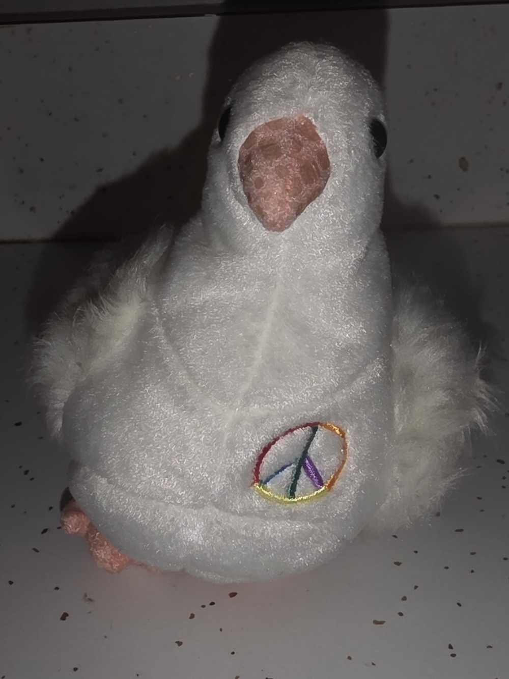 Ty White Plush Dove with Rainbow Peace Emblem Serenity 2002 NWT